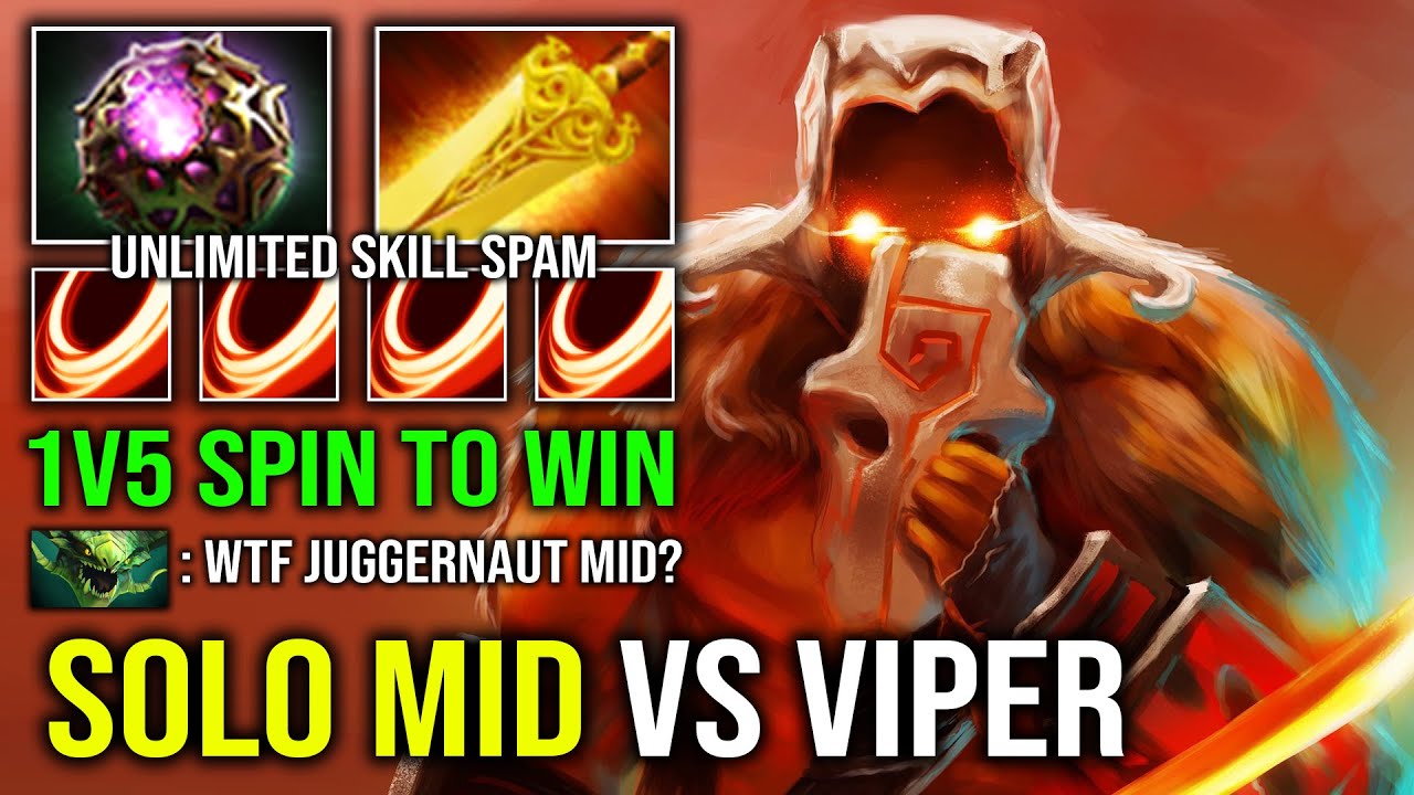 How to Solo Mid Juggernaut Against Viper with Radiance Octarine Blade Fury Spin to Win Dota 2