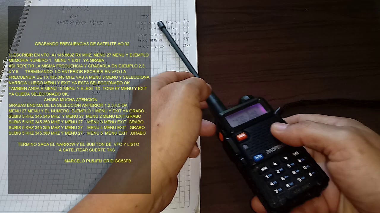 baofeng UV5R programando para contactar  satélites