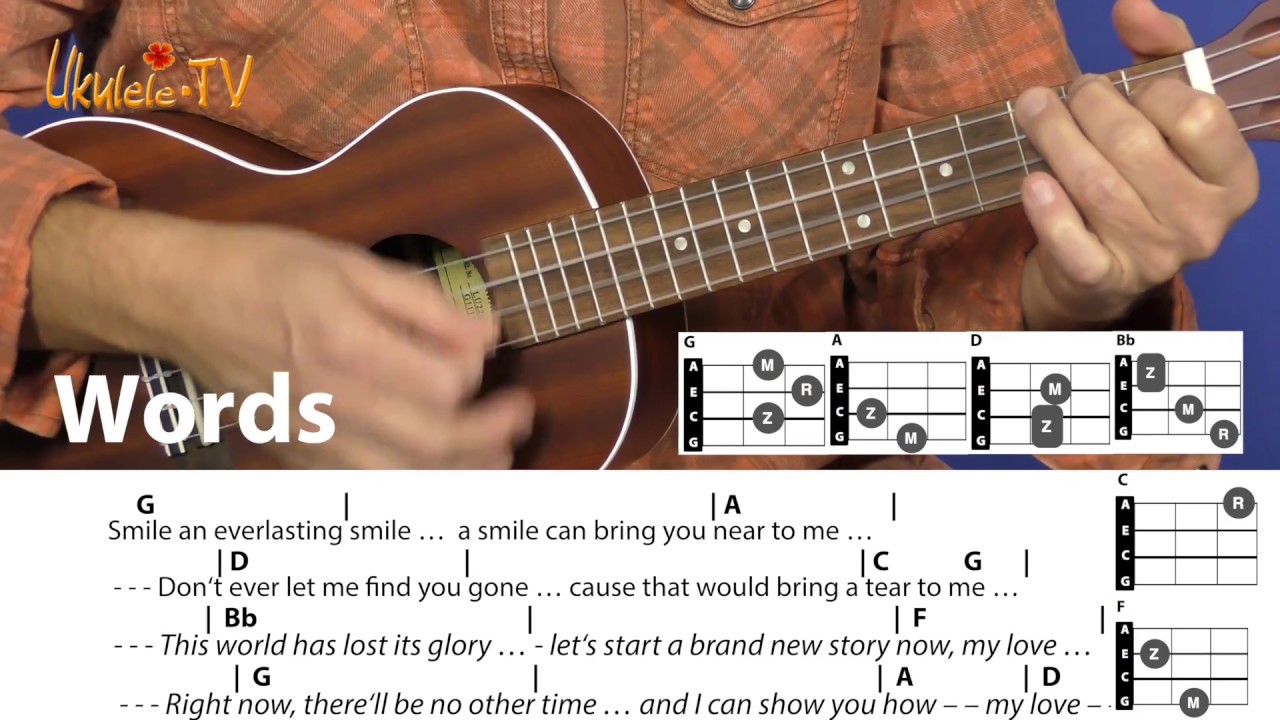 Words - Bee Gees, Cover, Ukulele Lesson, Chord & Lyrics, Play Along