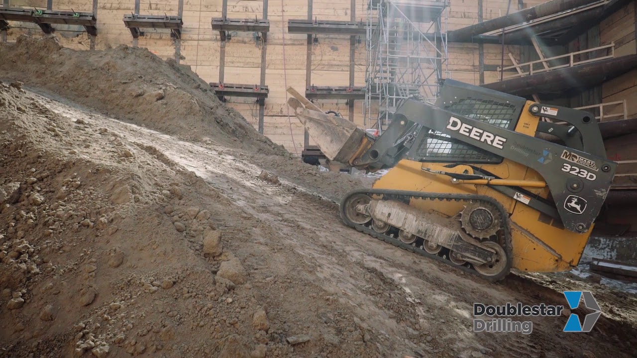 Anchored Soldier Pile and Lagging Shoring System completed by Doublestar Drilling