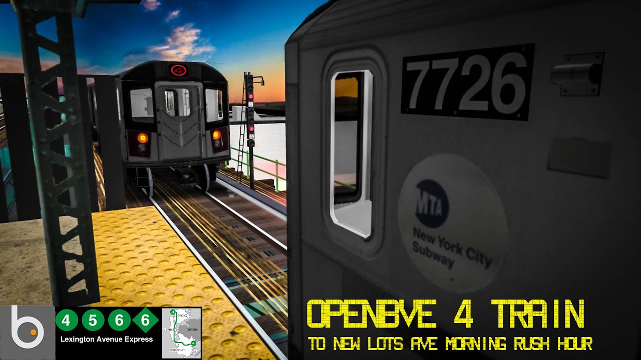 openBVE (4) Train to New Lots Avenue Morning Rush Hour with Tony515 R142A Sound MOD