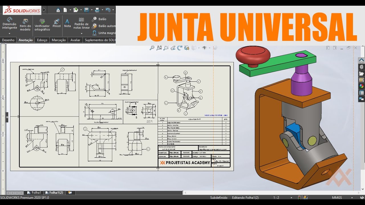 SOLIDWORKS MONTAGEM | JUNTA UNIVERSAL