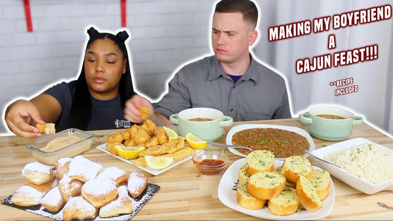 MAKING MY BOYFRIEND A CAJUN FEAST!! RECIPE + MUKBANG