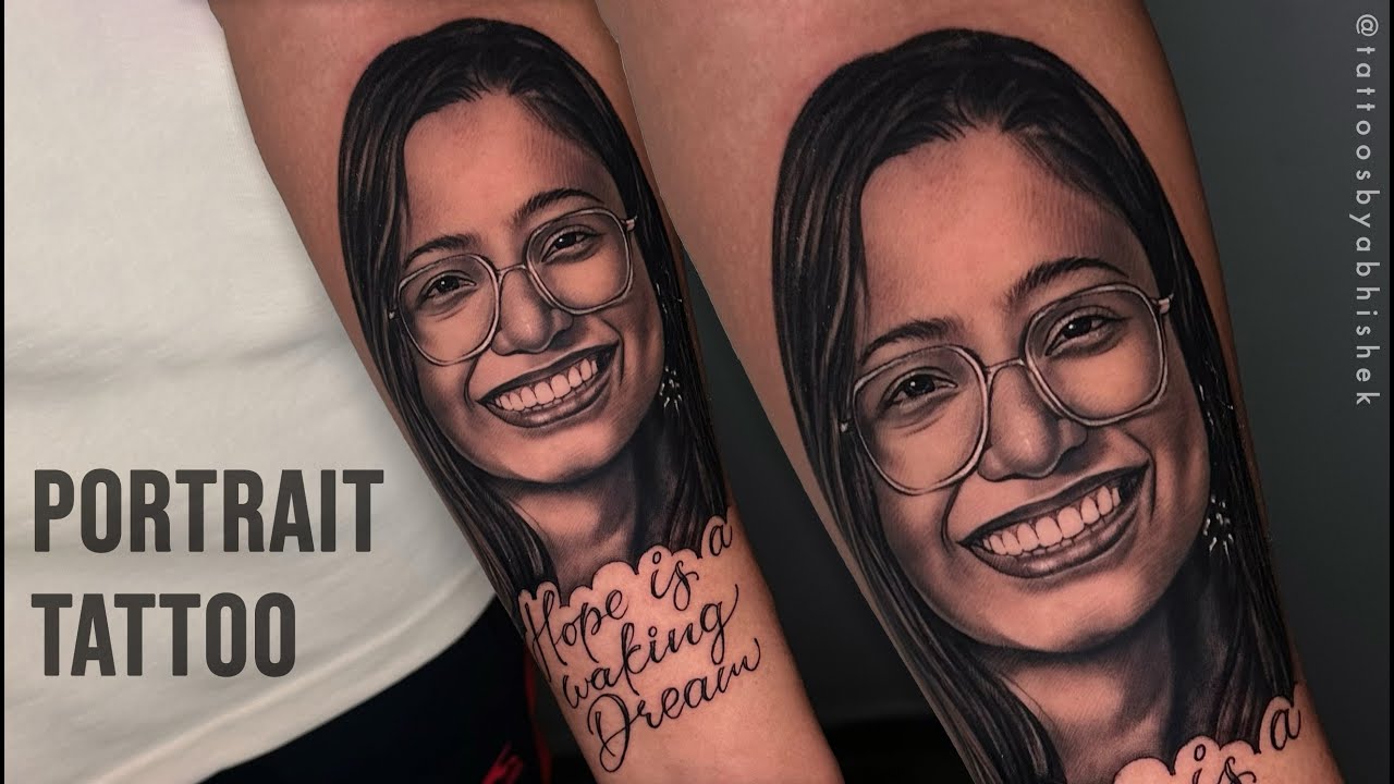 Memorial Portrait Tattoo of Client's Sister | @tattoosbyabishek