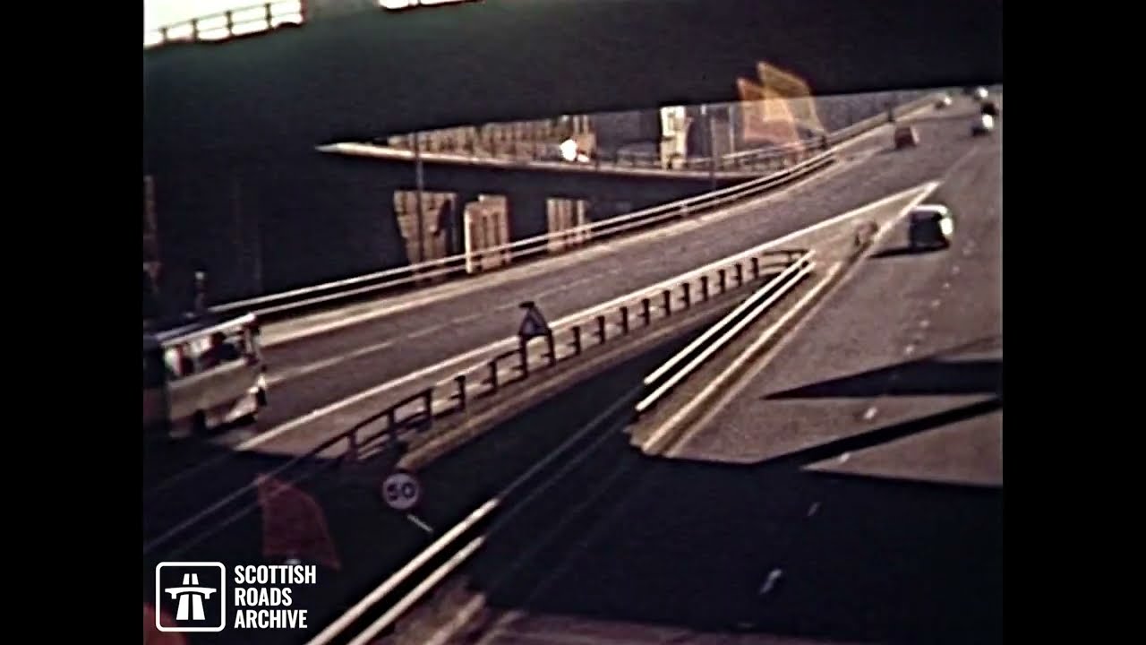 Driving on the M8 Motorway in Glasgow in 1974