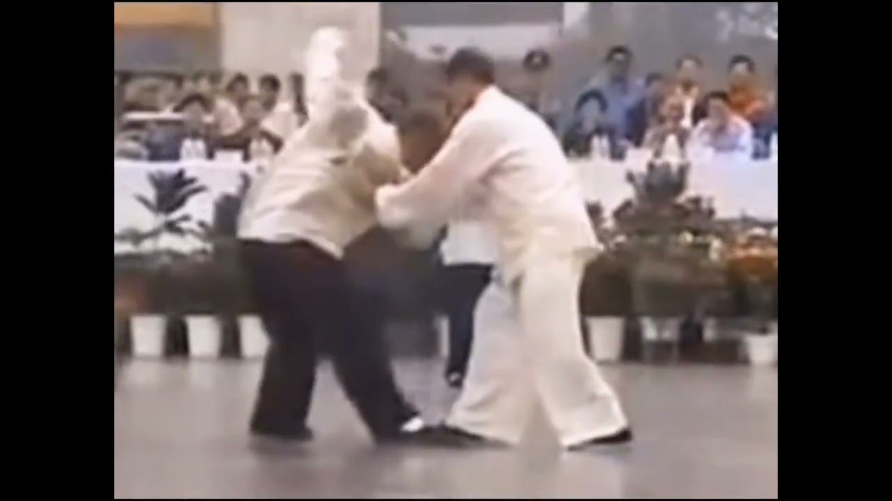 Dong Yingjie's guandson  shows the tai chi push——董英杰长孙董继英展示太极推手