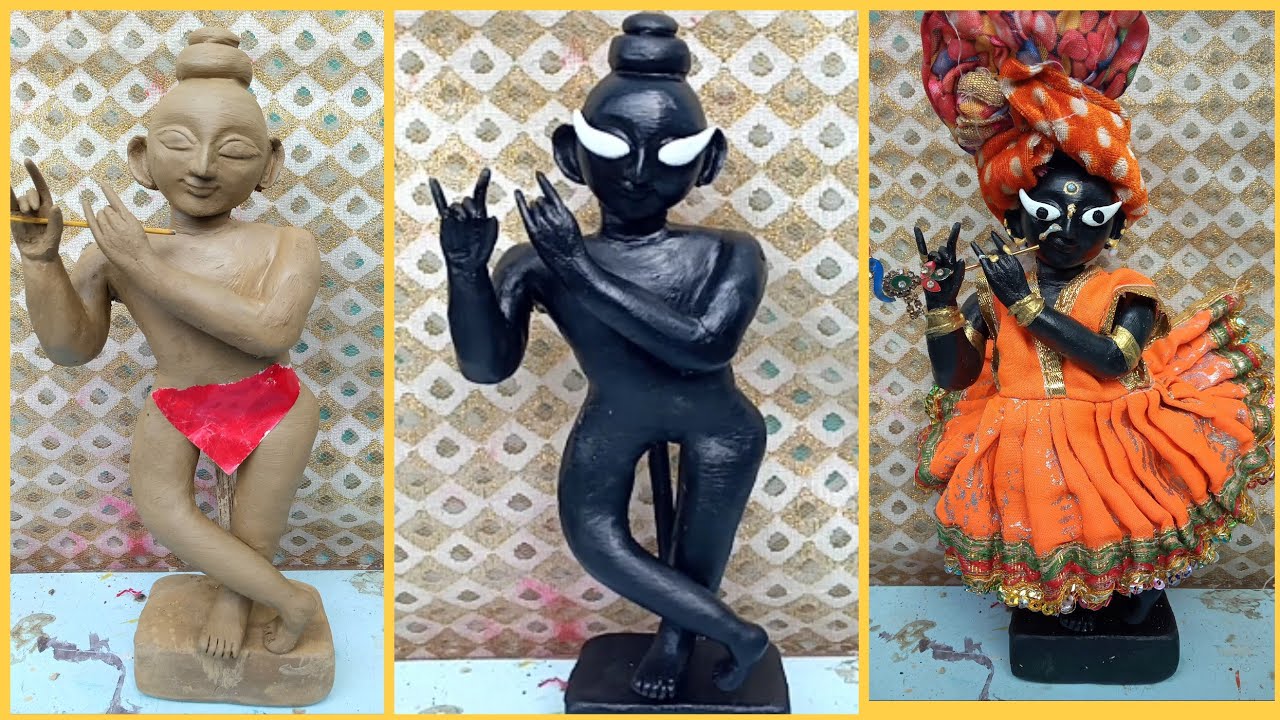 Shri Radharaman ji Idol/Murti making at Home || Radharaman ji idol making with clay 