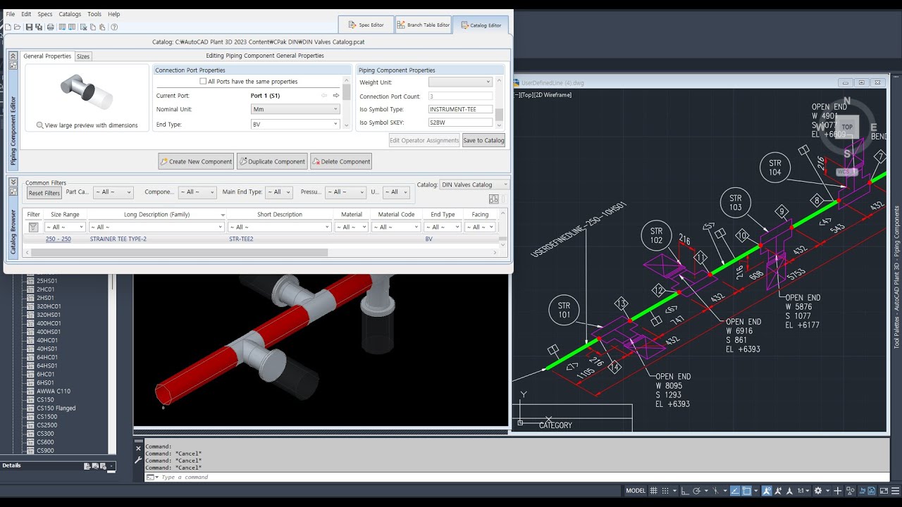 [AP3D] Custom TEE Type Strainer Modeling (Spec & Cata, Isometric Symbol)
