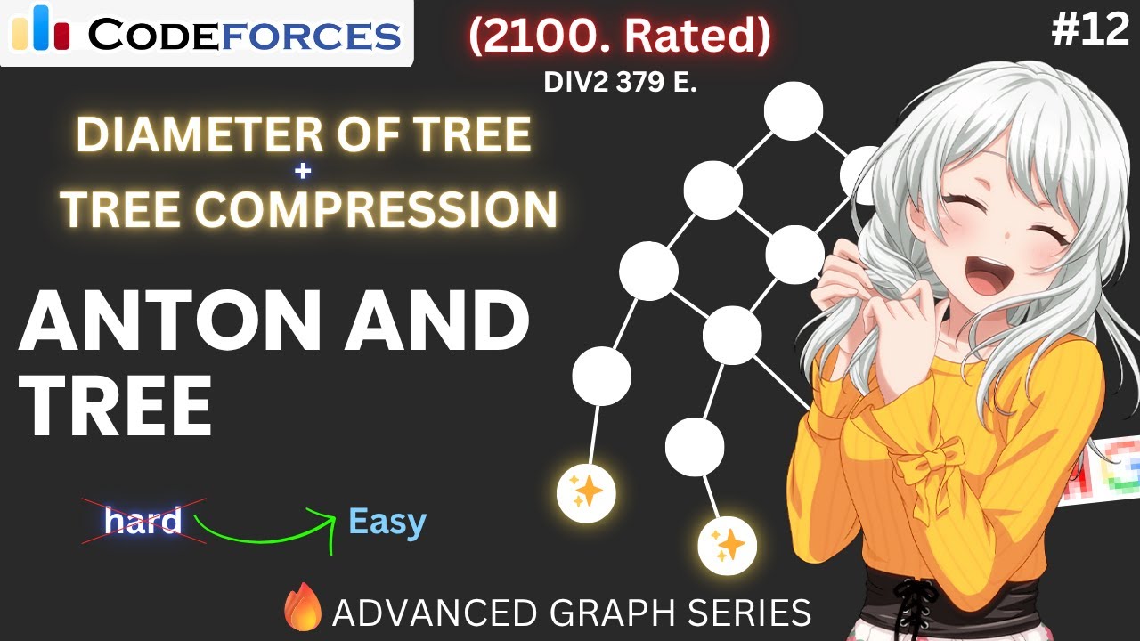 Anton & Tree | Diameter of Tree + Compression | Codeforces(2100) | Advanced Graph Series