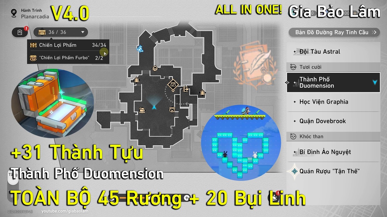 HSR 4.0 | TOÀN BỘ 45 Rương, 20 Bụi Linh & 31 Thành Tựu tại Thành Phố Duomension