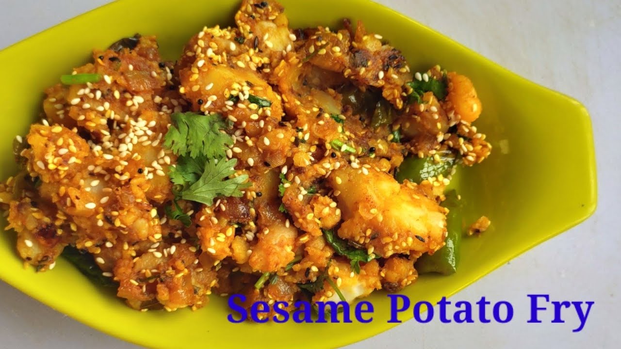 Til-aalu fry | Dry Aalu sabji | Sesame Potato fry
