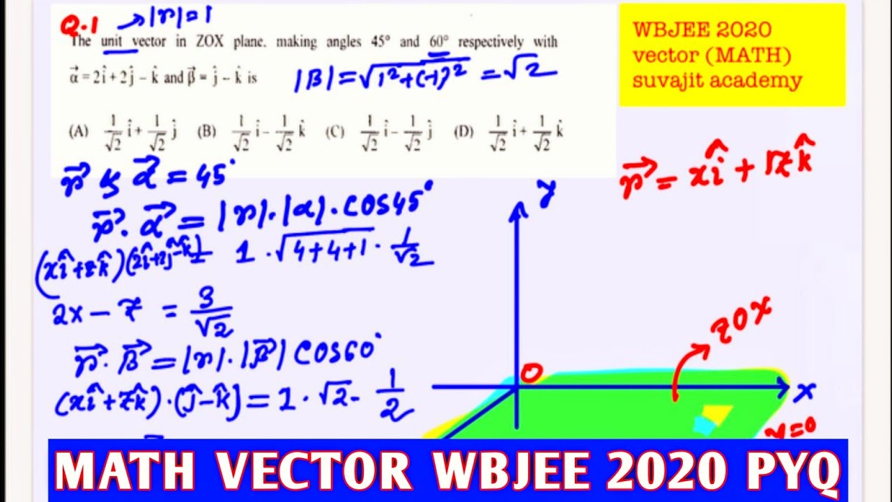 MATH VECTOR WBJEE 2020 PYQ IN BENGALI | WBJEE | JELET | JEE MAIN  | Mob- 9007634505