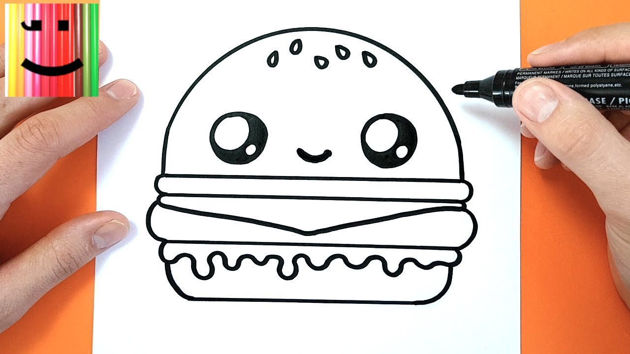 HAMBURGER KAWAII - COMMENT DESSINER UN HAMBURGER KAWAII - TUTO DESSIN