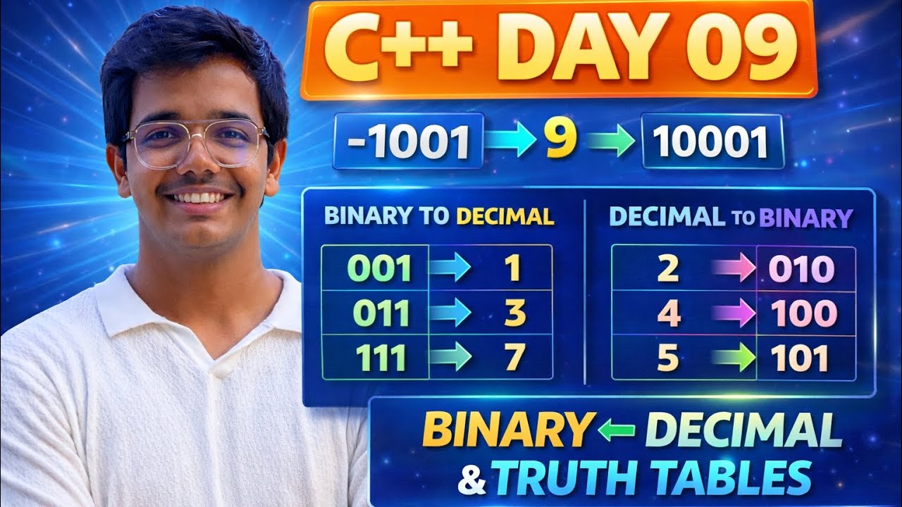 C++ Day 9 | Binary To Decimal & Decimal To Binary | Truth Tables