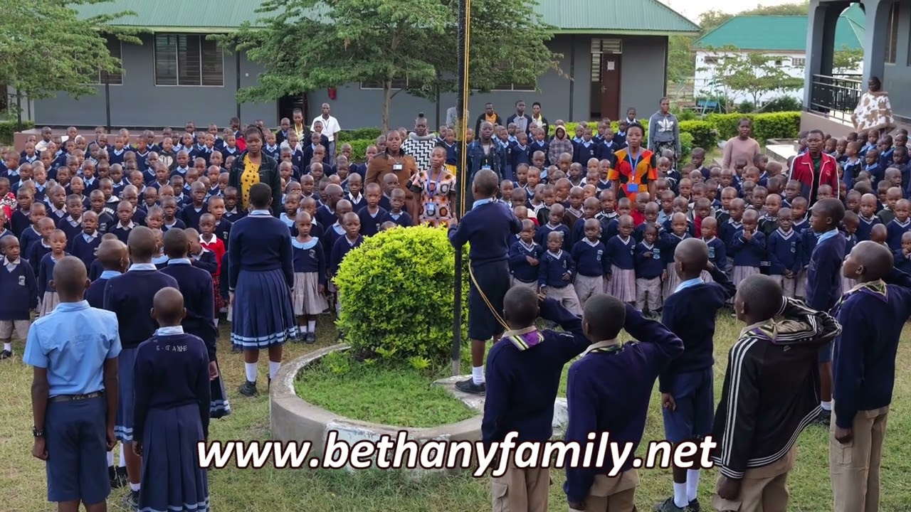 Bethany Assembly Raising the Flag.