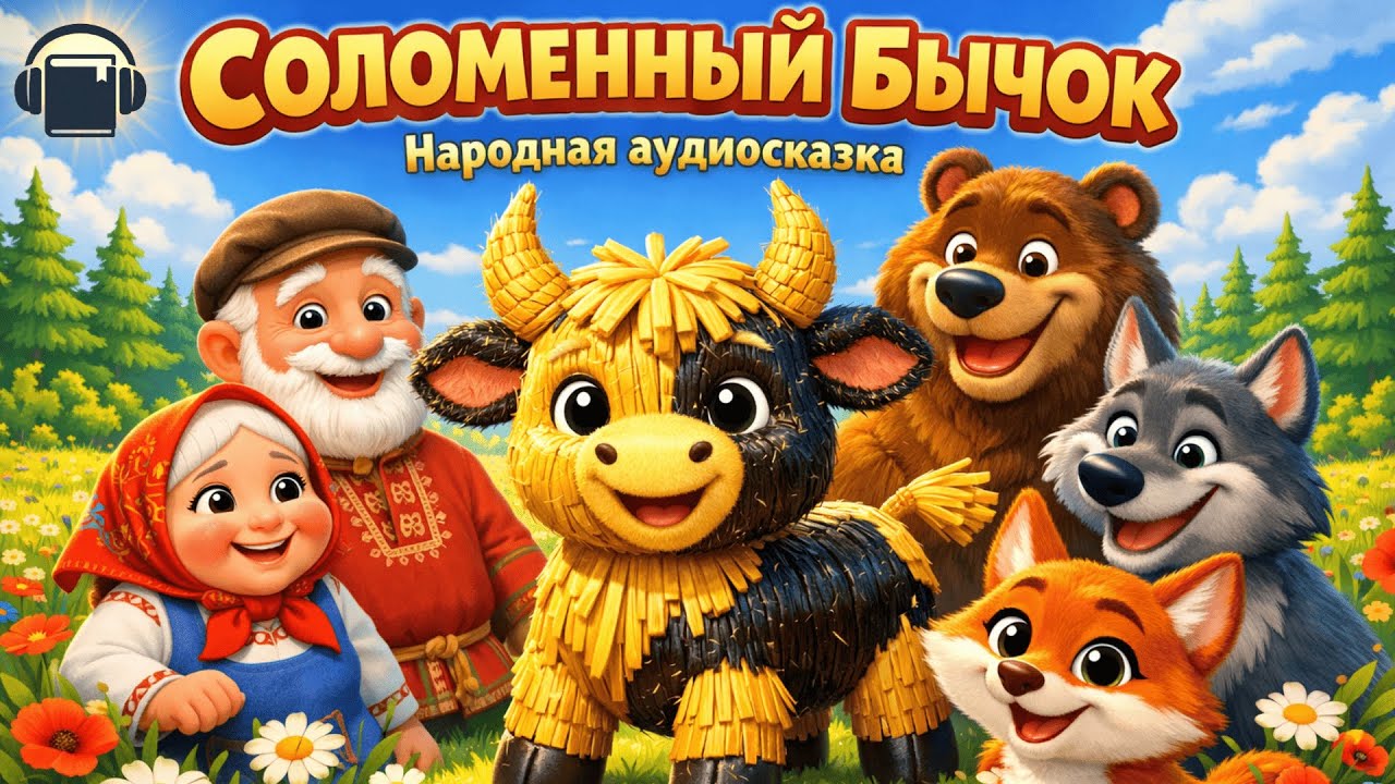 СЛУШАЕМ Соломенный бычок — народная аудиосказка для детей | Добрая сказка на ночь