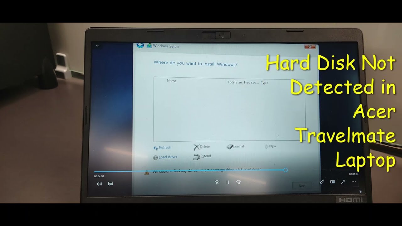 Hard Disk Not Detected in Acer Travelmate Laptop