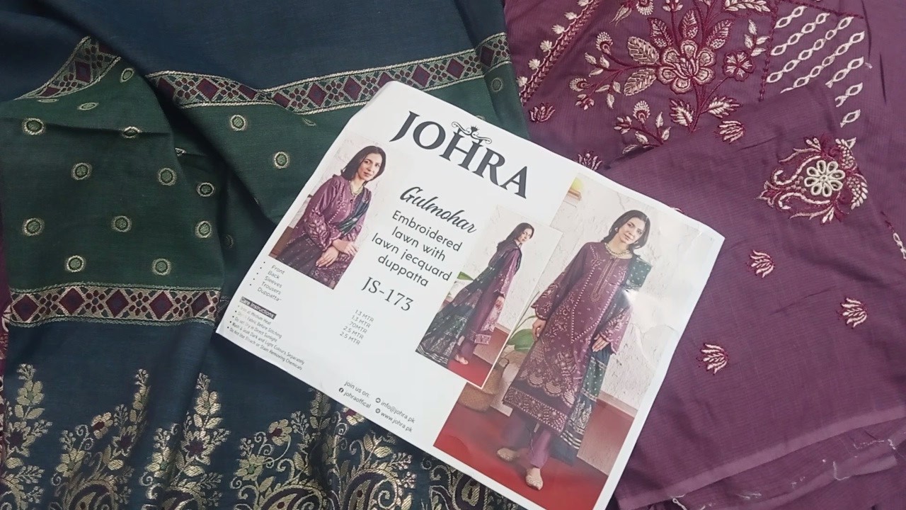 ELEGANT JOHRA EMBROIDERED LAWN WD LAWN JACQUARD DUPATTA EID COLLECTION
