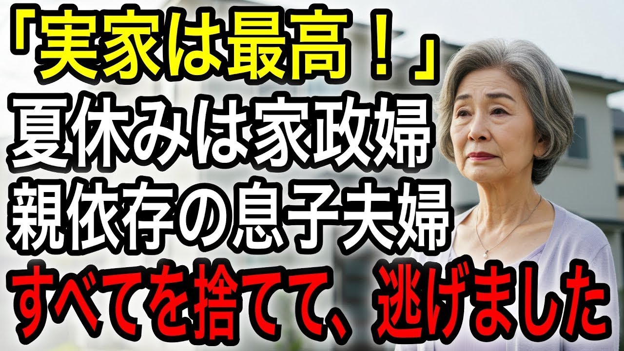 「実家は最高」孫を盾に帰省を迫る息子夫婦。70歳母がある決意した夏、家族の仮面が崩れた。すべてを捨てて逃げた結果…