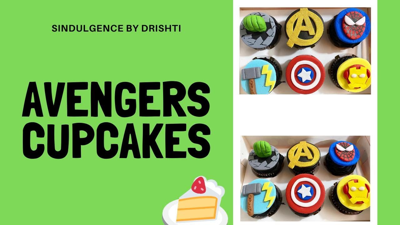 AVENGERS CUPCAKES/FONDANT AVENGERS TOPPERS WITHOUT CUTTERS|CUPCAKE DECORATING TUTORIAL/SUPERHEROES