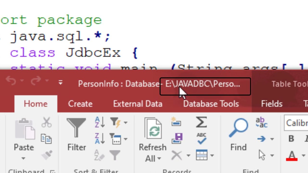 MS Access Database Connectivity with java program