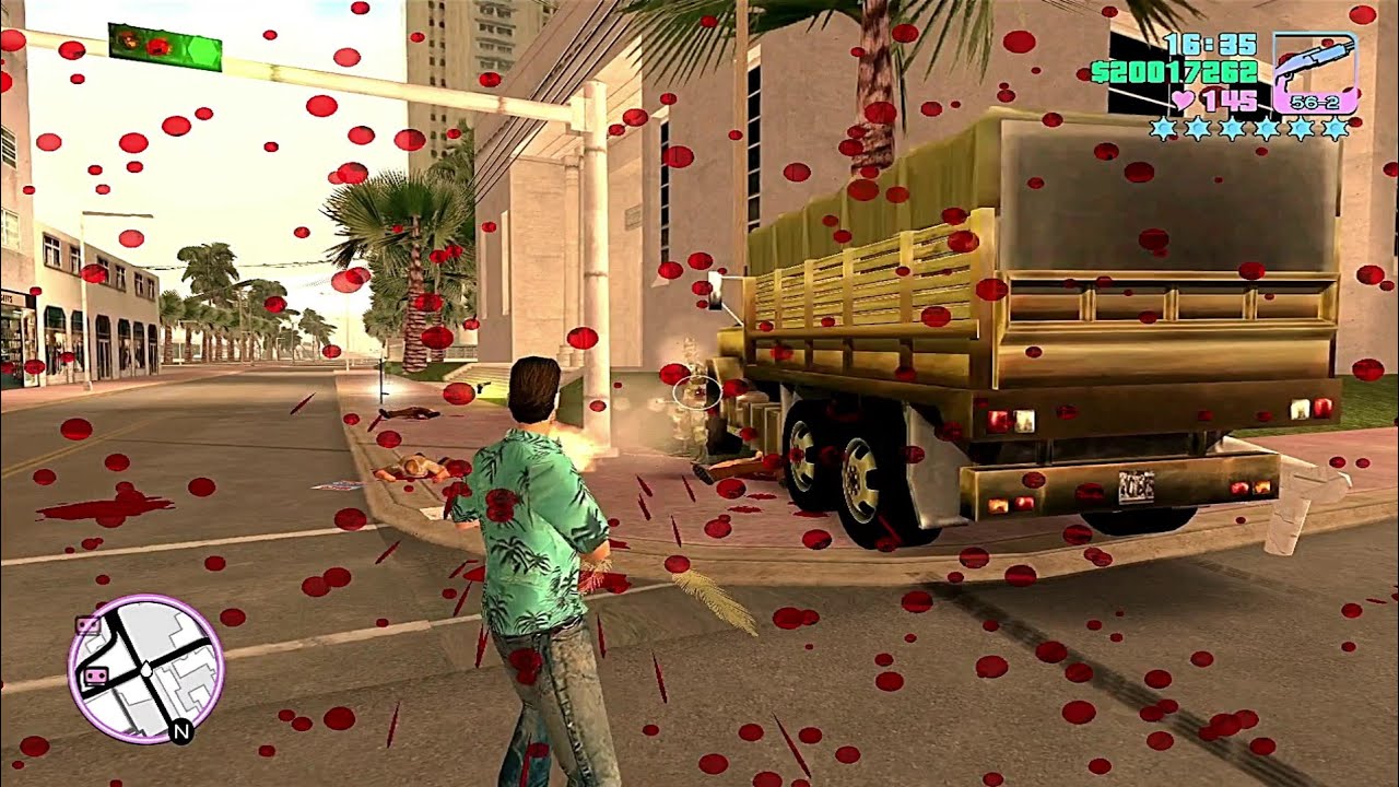 GTA VICE CITY 6 Six Star Wanted Level Police Chase + Army Base Tank Rampage