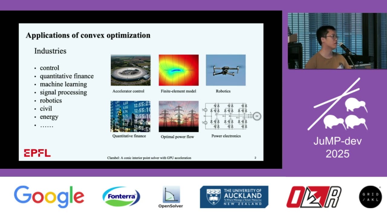 CuClarabel: GPU Acceleration for a Conic Optimization Solver | Yuwen Chen | JuMP-dev 2025