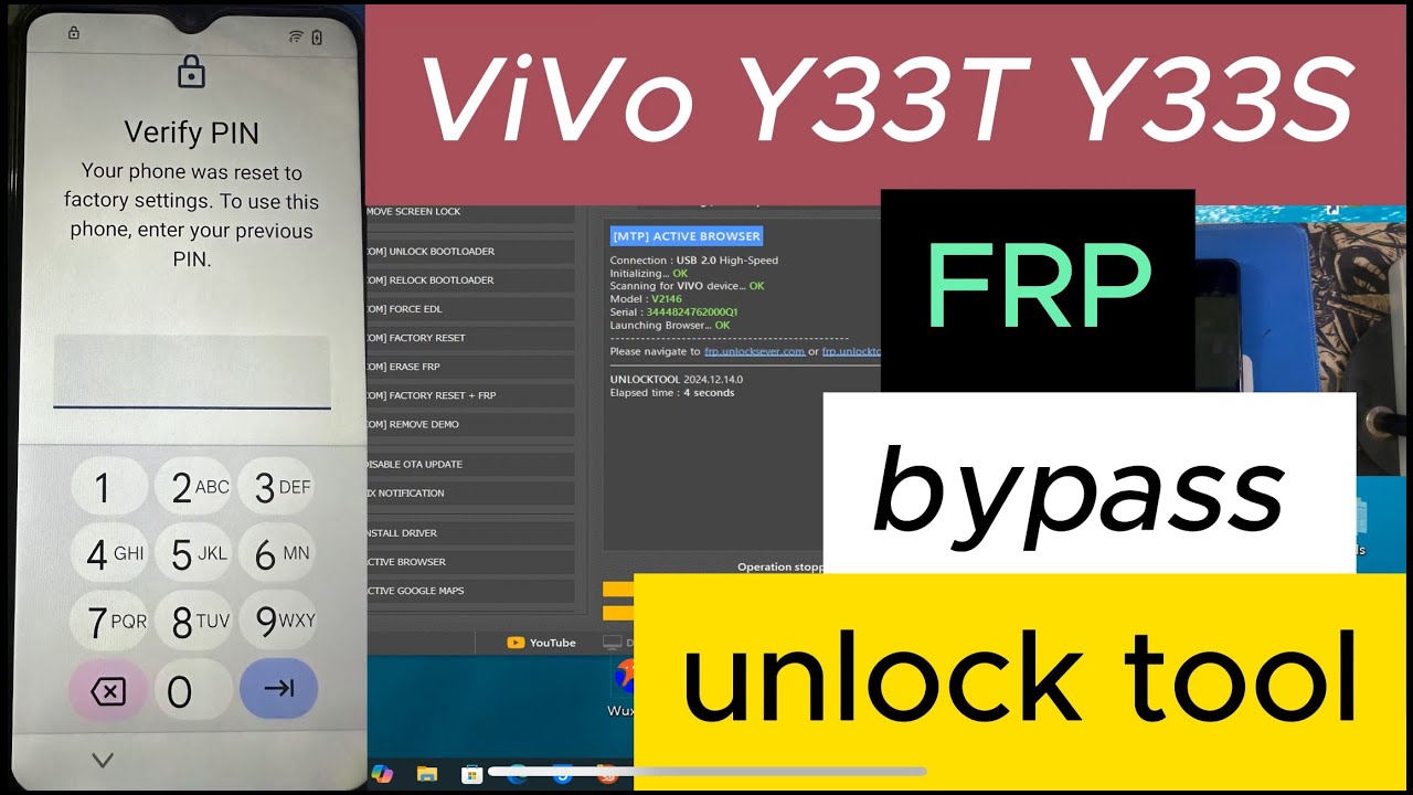 Vivo Y33t Frp Bypass Android13 unlock tool / Vivo Y33s Frp Bypass Android 13