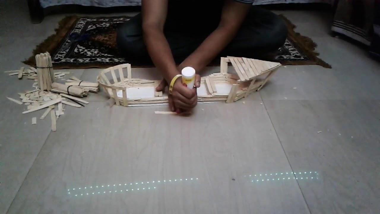 # # making of ship in ice-cream sticks !! (Easy & Quick)