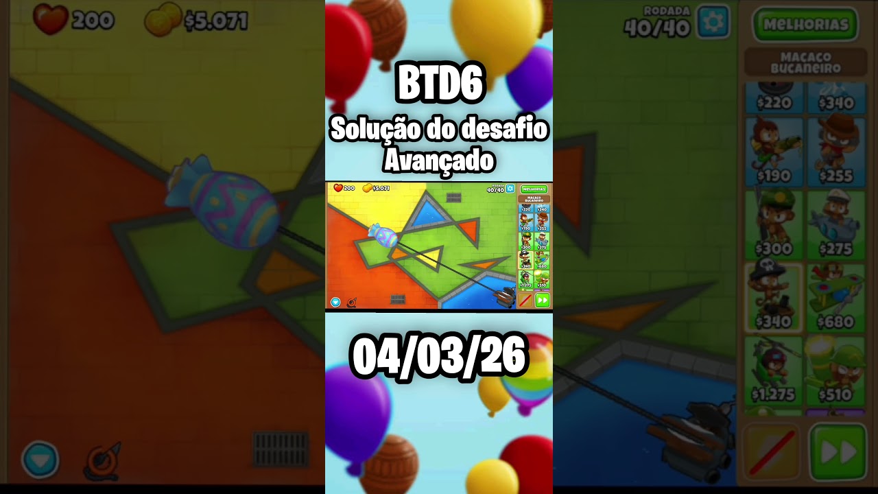 solução do desafio avançado 04/03/26 - Bloons TD6 #viral #bloonstd6 #games
