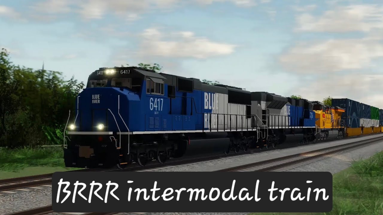 BRRR fast intermodal at track speed with UP C45 3rd out (Blue river mainline) 