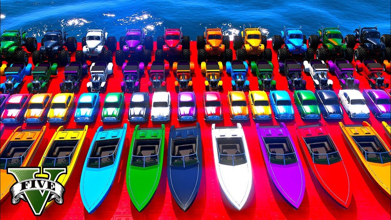 GTA V Mods Stunt Car Racing Challenge by Spider-Man with Amazing Supercars Motorcycles and Airplanes