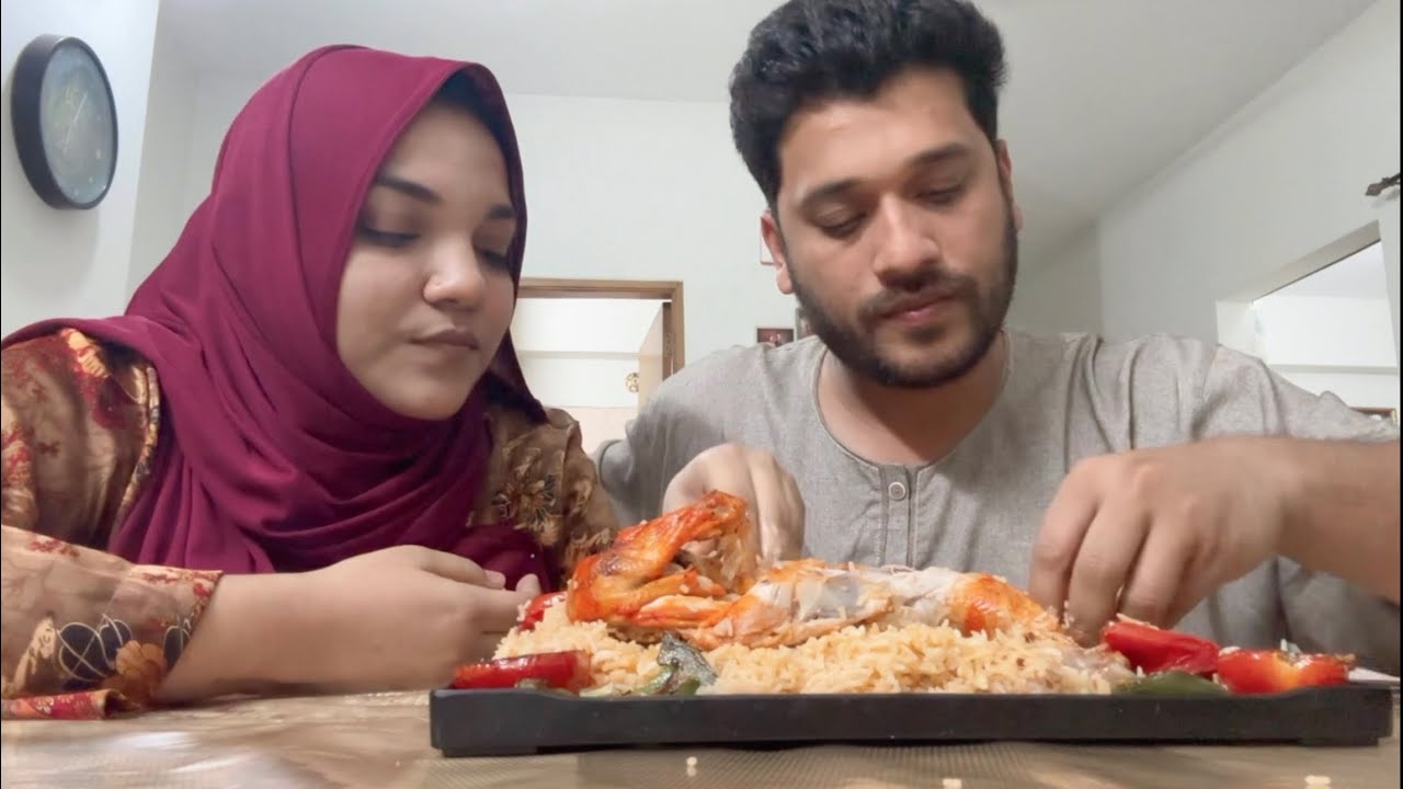 Husband & wife making delicious Arabian Mandi Biryani for Iftar 🌙✨
