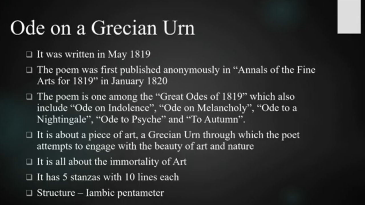 Ode on a Grecian Urn | John Keats | Summary in Tamil | PG TRB