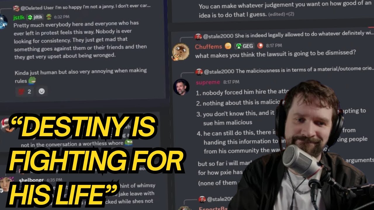 Destiny Reacts to JSTLK's Discord Servers Legal Analysis of His Lawsuit