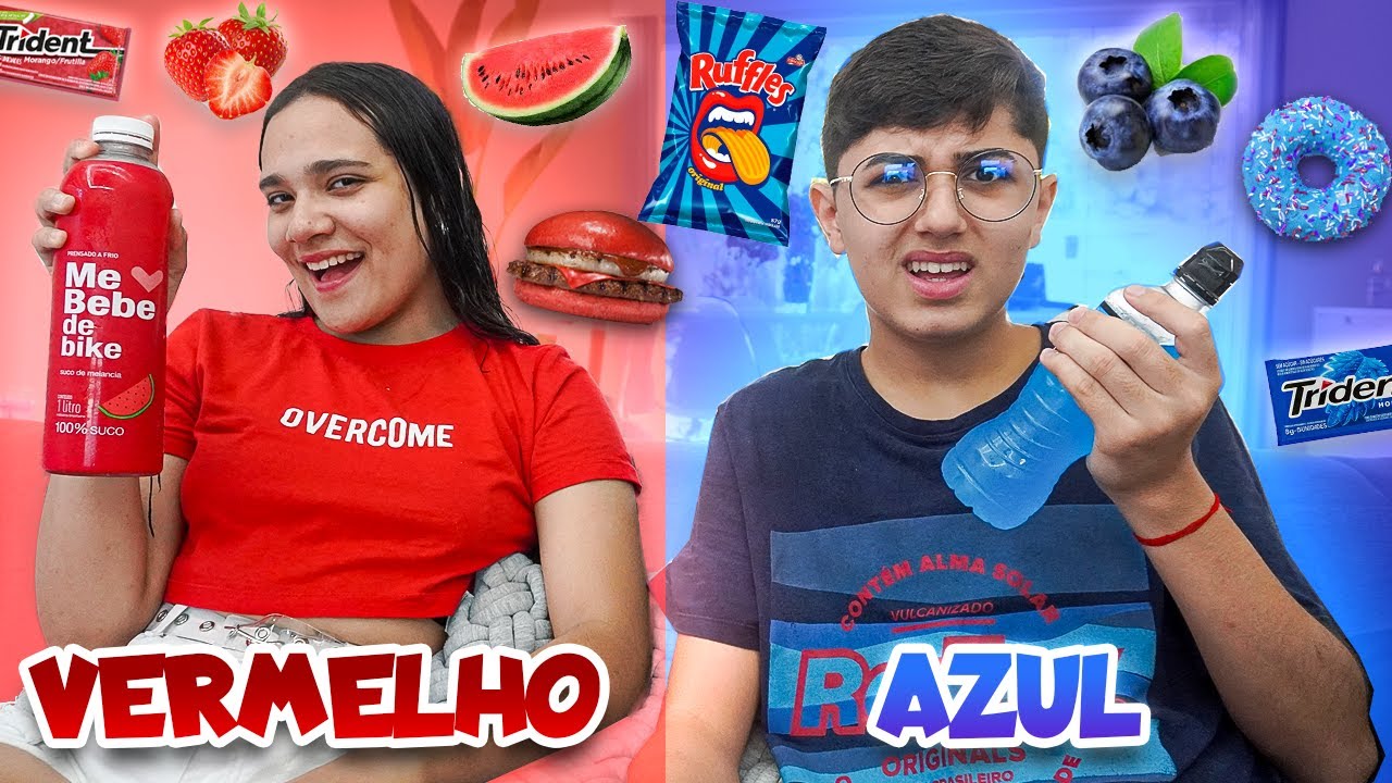 TUDO VERMELHO E AZUL DURANTE UM DIA INTEIRO! - JULIANA BALTAR