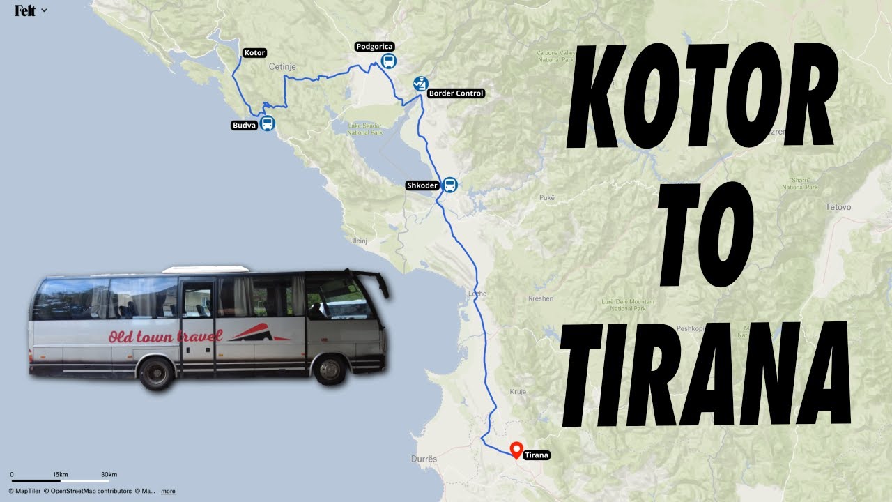 6 hour bus ride from Kotor to Tirana