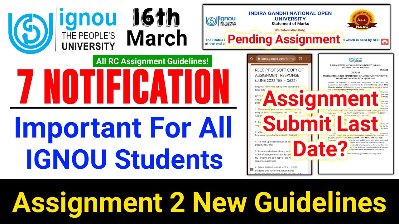 IGNOU Released 2 New Assignment Submission Guidelines 2022 | About All Last Date | Grade Card Update