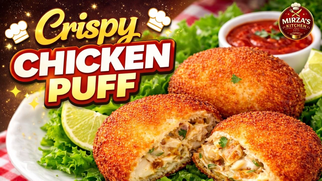 Crispy Chicken Puff Recipe | Bakery Style Chicken Puff at Home | Easy & Quick Snack
