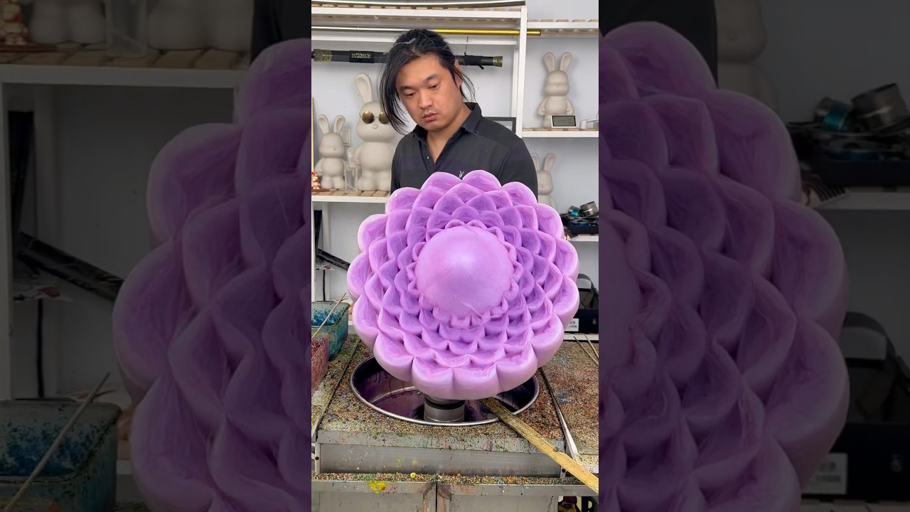 Cleaning the cotton candy machine and making purple cotton candy