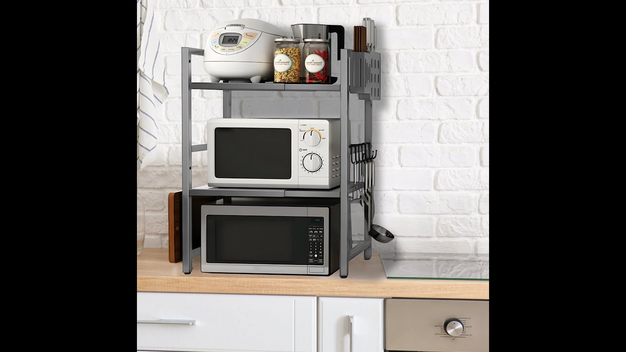 2 Layers Microwave Stand Expandable Installation Video