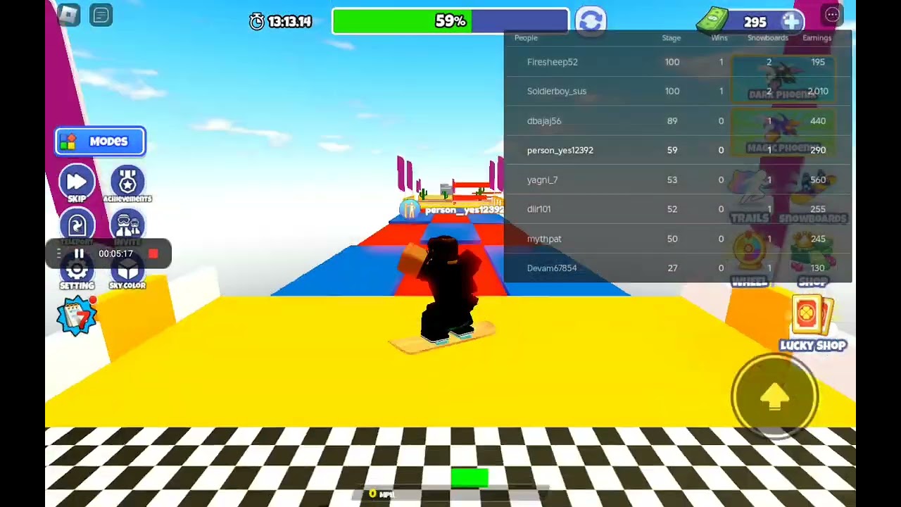 the snowboard Obby in roblox