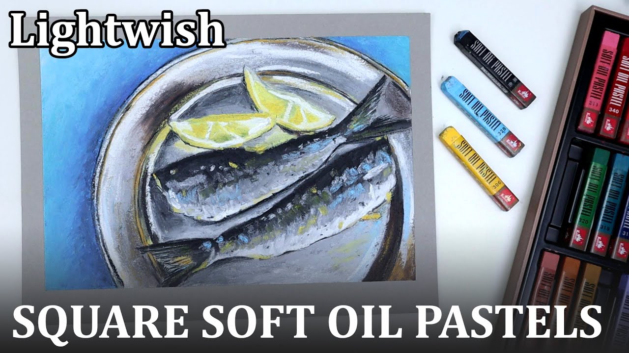 Lightwish SOFT SQUARE OIL PASTELS review and painting demo