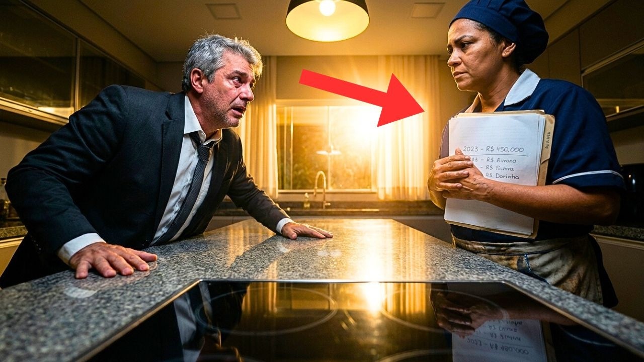 UN HOMME D'AFFAIRES ENTEND UN BRUIT DANS LA CUISINE…ET N'EN CROIT PAS CE QUESA CUISINIÈRE LUICACHAIT
