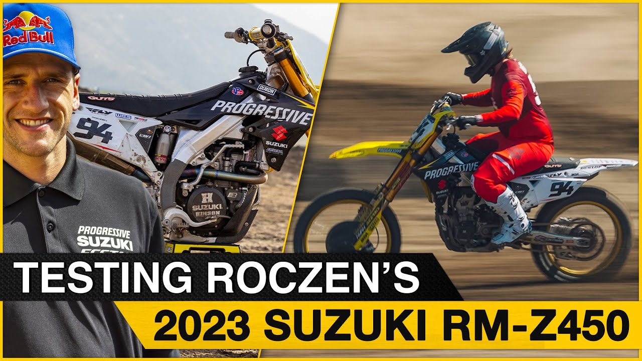 Тестирование Progressive Insurance/Ecstar Suzuki RM-Z450 2023 года Кена Рокзена