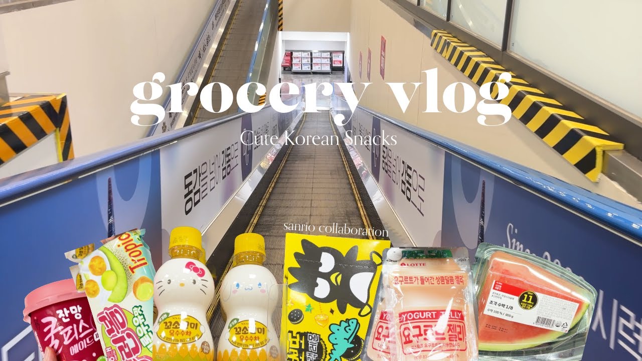 korean grocery vlog | yogurt jelly, sanrio snacks & tropical treats & sashimi rice bowl | taste test