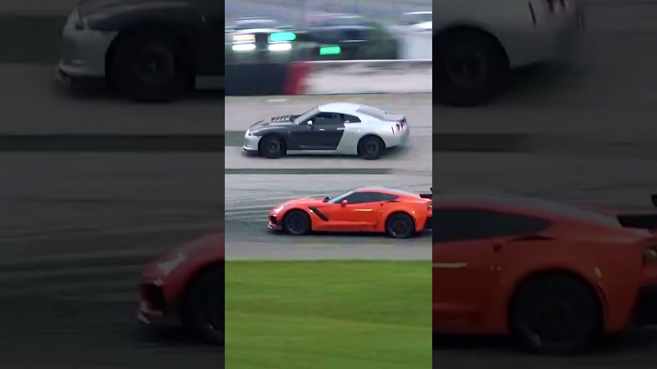 GTR VS C7 CORVETTE ZR1 SPECTATOR DRAGS AT FREEDOM FACTORY!!!