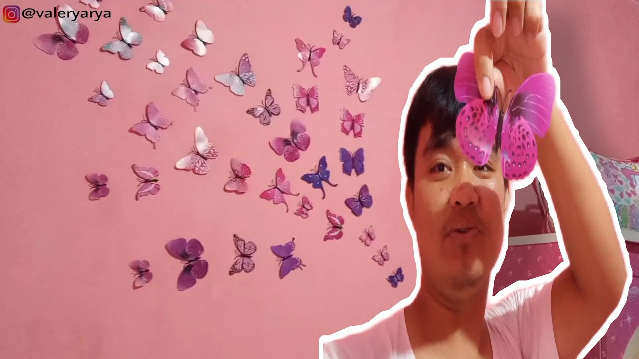 how to make BUTTERFLY DECORATIONS on the walls of the room (CARA BUAT DEKORASI KUPU2 DINDING KAMAR)