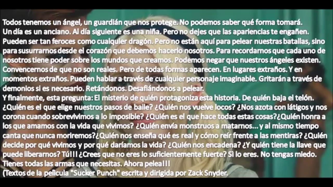 Sucker punch-Everyone has an angel-Todos tenemos un àngel-English sound + traducciòn español.